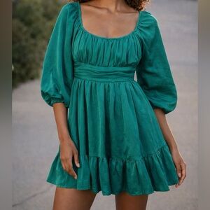 Peach Love California Teal 3/4 Sleeve Dress